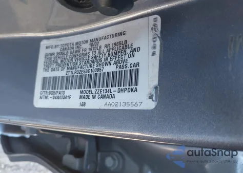 2003 Toyota Matrix Standard from USA, damaged, VIN 2T1LR32E53C100957